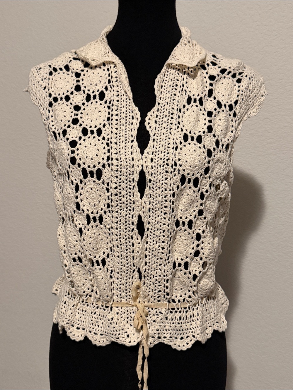 Lucky Brand Crochet Openwork Sleeveless Top - Cream